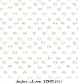 Seamless pattern with a cute cat muzzle. Doodle color vector illustration.