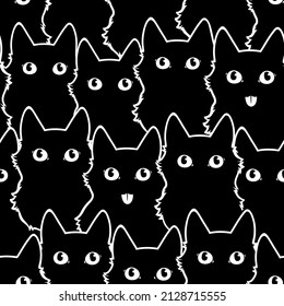 seamless pattern of cute cat silhouettes