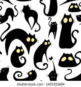 seamless pattern with cute cats.