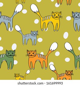 Seamless pattern with cute cats