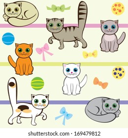 seamless pattern with cute cats