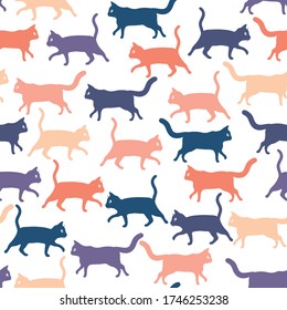 Seamless pattern with cute cats