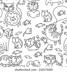 Seamless pattern of cute cats
