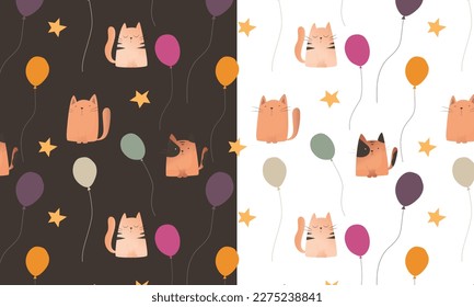 Seamless pattern with cute cats