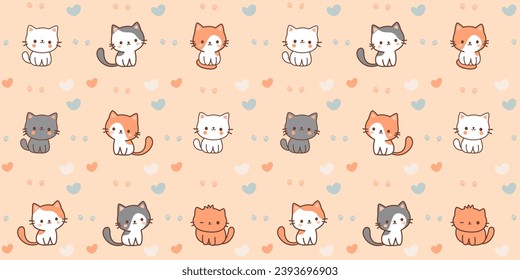 Seamless pattern with cute cats.