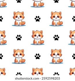Seamless pattern with cute cats. 