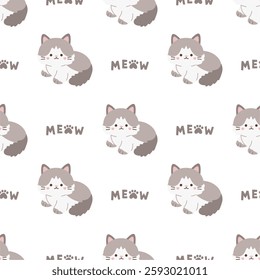 Seamless pattern with cute cats. 