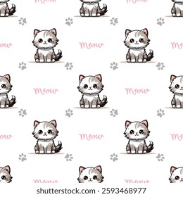 Seamless pattern with cute cats. 