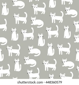 Seamless pattern with cute cats