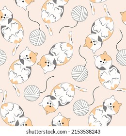 seamless pattern with cute cats animal background