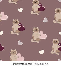 seamless pattern with cute cats animal background