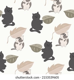 seamless pattern with cute cats animal background