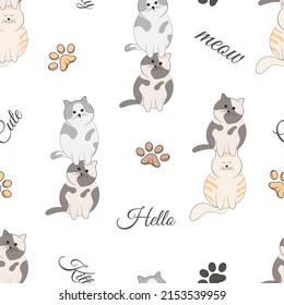 seamless pattern with cute cats animal background