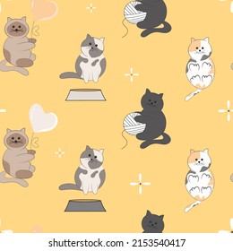 seamless pattern with cute cats animal background