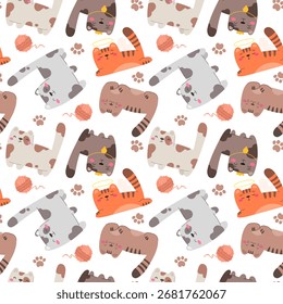 Patrón sin fisuras de gatos lindos. Patrón lindo de los niños, fondo, Fondo de pantalla