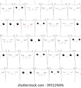 Seamless pattern with cute cats. Elegant thin line style design.