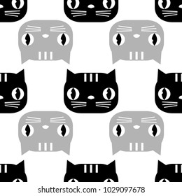 Seamless pattern with Cute Cats. Funny lovely Cats. Cloth design, wallpaper. Textile rapport.
