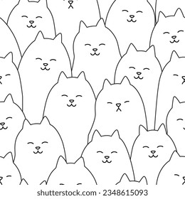 Seamless pattern with cute cats. Hand drawn vector background. Texture for print, textile, fabric.