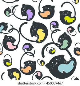 Seamless pattern of cute cats  use as background, wallpaper, card and wrap paper