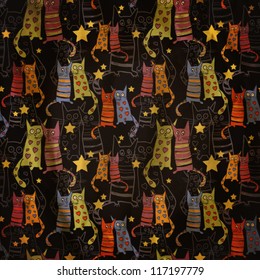  seamless pattern with cute cats. vector illustration
