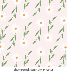 Seamless pattern of cute chamomile flower. Springtime concept. 