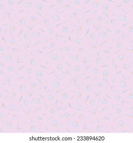 Seamless pattern with cute chamomile flowers