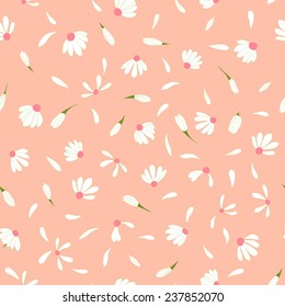 Seamless Pattern With Cute Chamomile Flowers