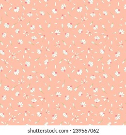 Seamless pattern with cute chamomile flowers