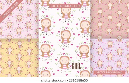 Seamless pattern cute character children