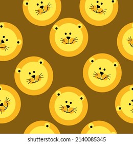 Seamless pattern with cute character lion. Cute vector illustration for kids - lion. Print for fabrics, textiles and gift wrapping Baby Shower.