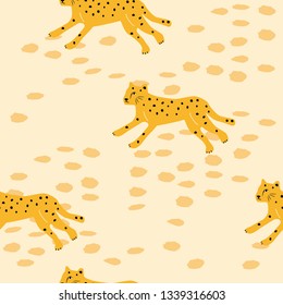 Seamless pattern of cute cheetah
