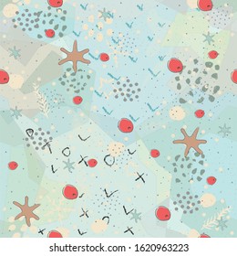 Seamless Pattern with Cute Cherries on cute background. Scandinavian Style. 
