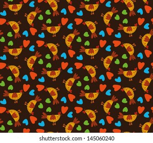 Seamless pattern with cute chickens  Seamless pattern can be used for wallpaper, pattern fills, web page backgrounds, surface textures.