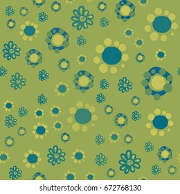 Seamless pattern with cute childish style flowers. Vector Design.