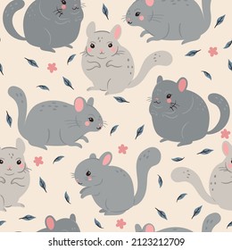 Patrón sin foco con chinchillas lindas. Gráficos vectoriales.