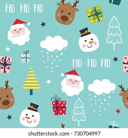 Seamless pattern with cute Christmas character