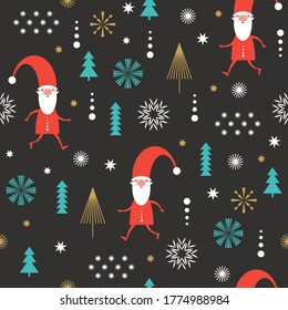 Seamless pattern , cute Christmas Gnomes in red hats