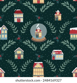 
Seamless pattern with cute Christmas houses in vector format, suitable for fabric printing, wrapping paper, and card designs. Adds a festive ambiance to holiday and seasonal projects
