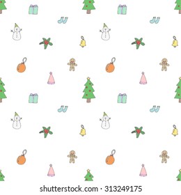Seamless pattern of Cute Christmas Items