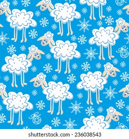 seamless pattern cute christmas sheep