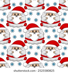 Seamless pattern with Cute Christmas Sheep Santa