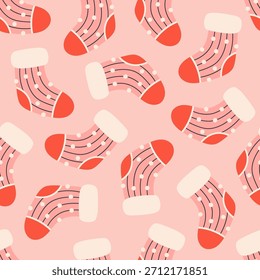 Patrón sin fisuras con calcetines de Navidades lindas. Diseño festivo de vacaciones de invierno para Navidades, año Nuevo. Perfecto para el Anuncio, Fondo de pantalla, papel de embalaje, fondo, tarjeta, cartel. Ilustración vectorial