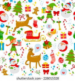 seamless pattern with cute Christmas symbols