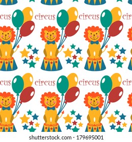 seamless pattern with cute circus animals. vector illustration