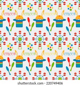 seamless pattern with cute circus animals. vector illustration