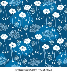 seamless pattern with cute clouds, children fabric design