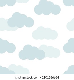 seamless pattern cute clouds on blue pastel note. pattern vector illustration of the sky. cartoon, childish cute pattern for textile, fabric, wallpaper