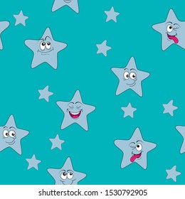 Seamless pattern with cute clouds and stars.