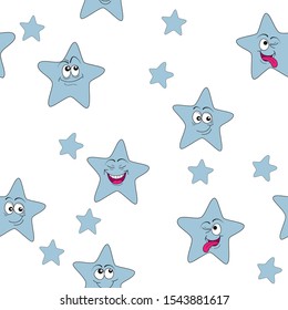 Seamless pattern with cute clouds and stars.