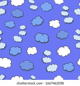 Seamless pattern with cute clouds. Vector. International day of sleep.